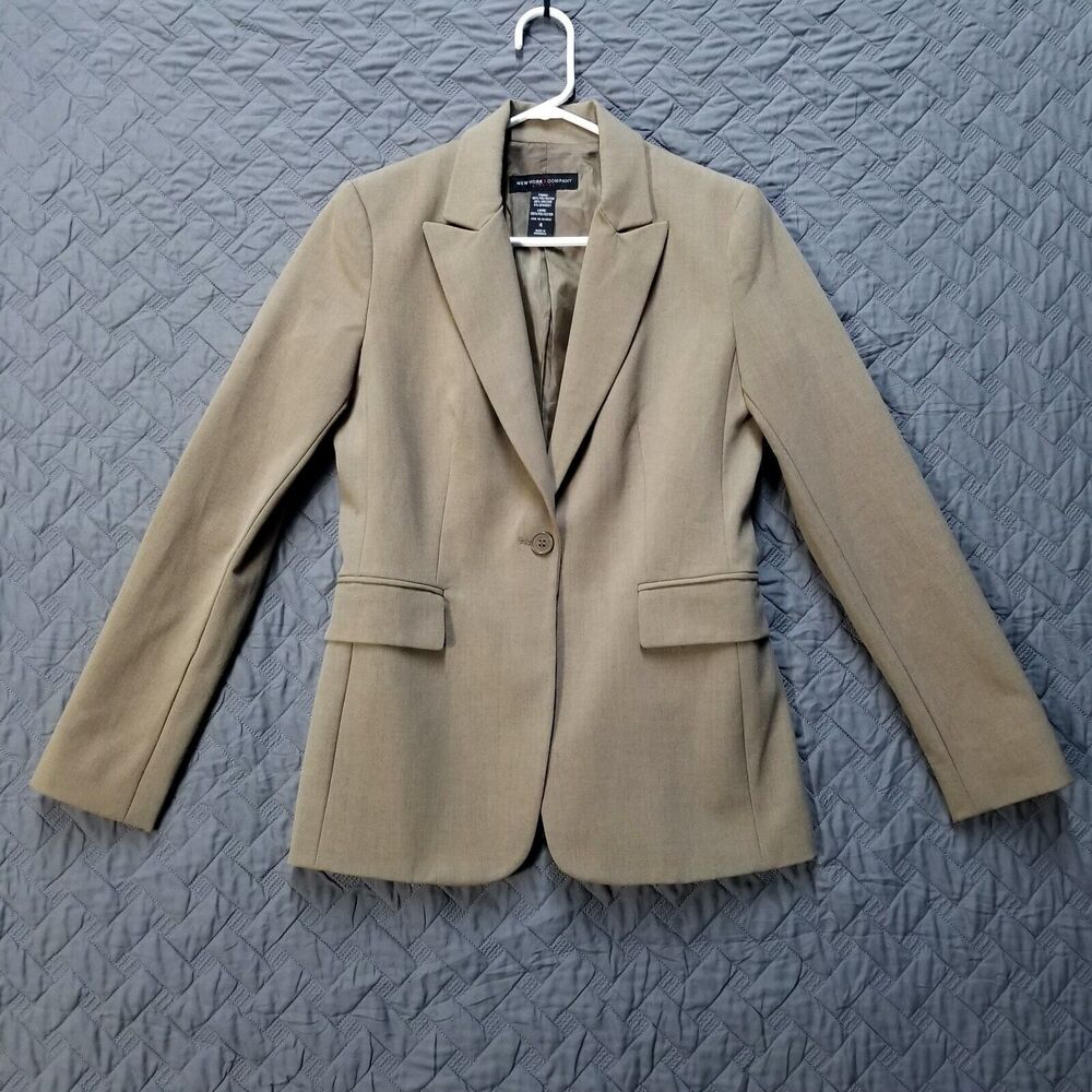 New‎ York & Company Blazer Women's Size 4 Brown 1 Button Long Sleeve Casual